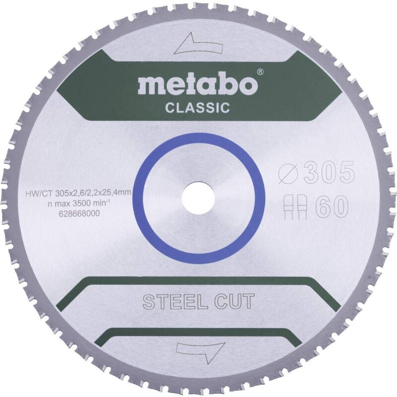 foto del prodotto metabo steel cut classic 628668000 lama circolare 305 x 25.4 x 2.2 mm numero di denti 60 1 pz.