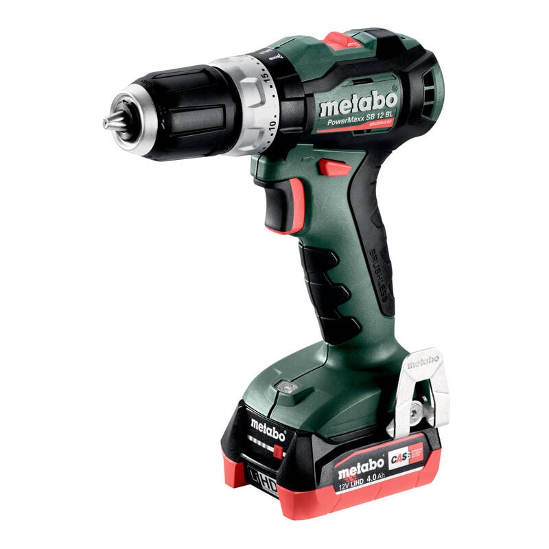 foto del prodotto metabo - trapano a percussione a batteria powermaxx sb 12 bl, 12v 2x 4,0 ah lihd e caricatore in x 118