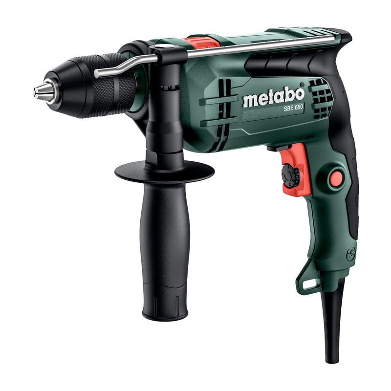 foto del prodotto metabo trapano a percussione a batteria sbe 650 mandrino autoserrante cartone 