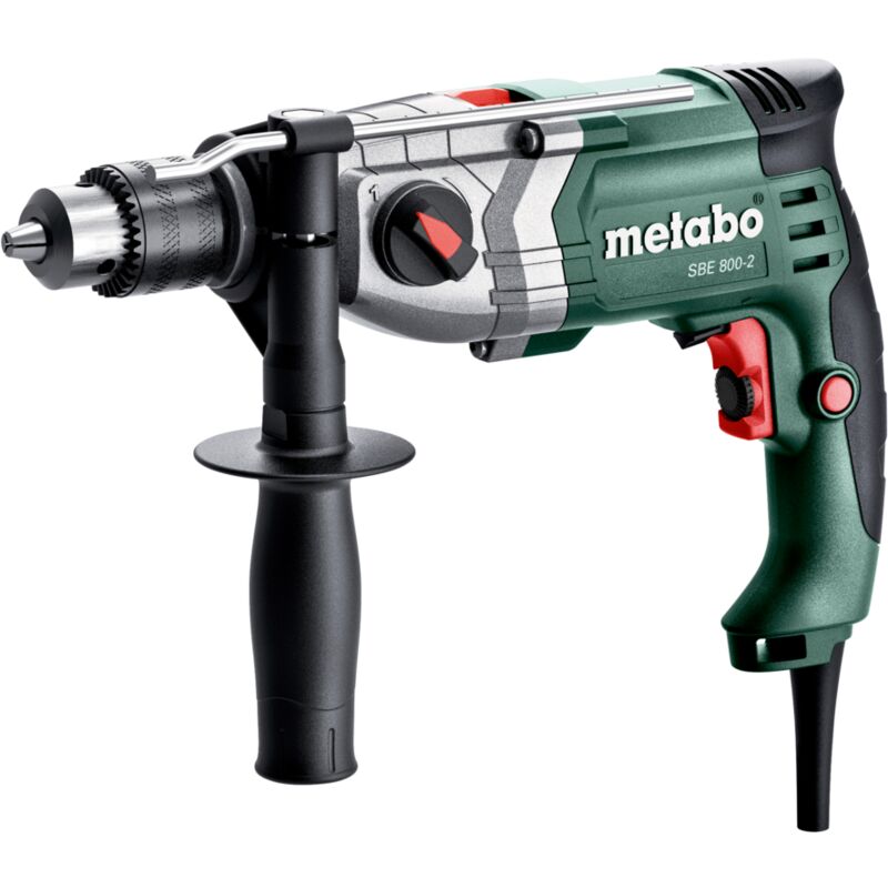 foto del prodotto metabo trapano a percussione sbe 800 2 con mandrino a chiavetta 601744510 valigetta in plastica