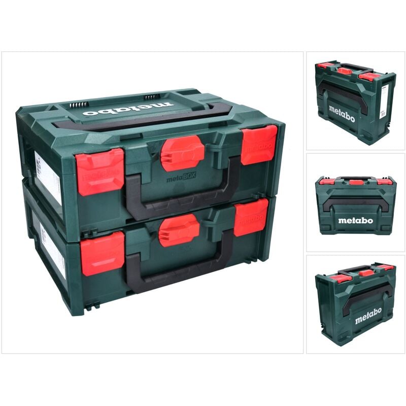 foto del prodotto metabo x 145 set 2x scatole 396x296x145mm, sistema impilabile 2x inserti universali