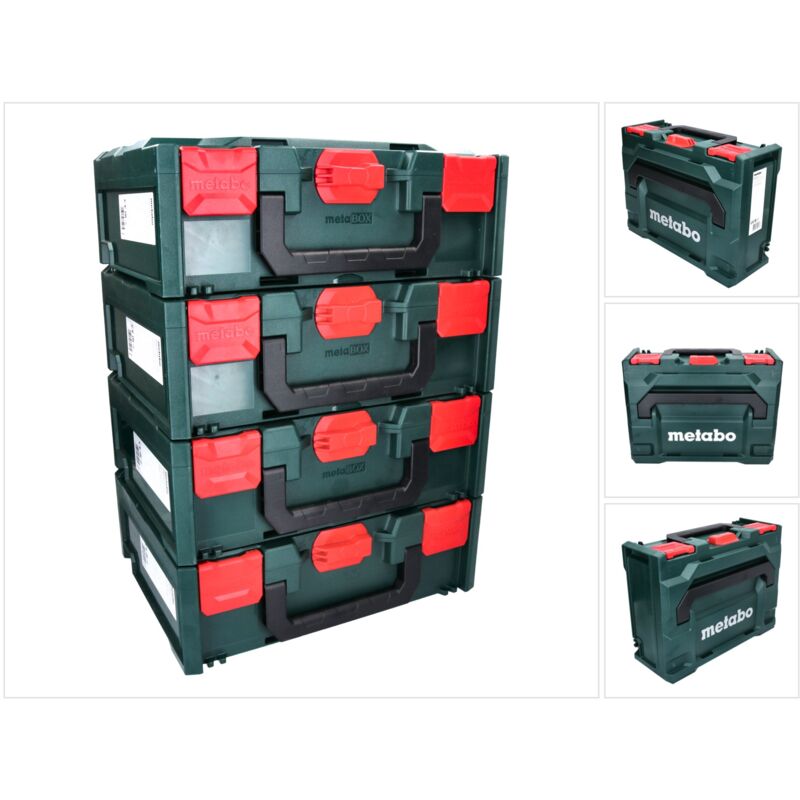 foto del prodotto metabo x 145 set 4x scatole 396x296x145mm, sistema impilabile 4x inserti universali