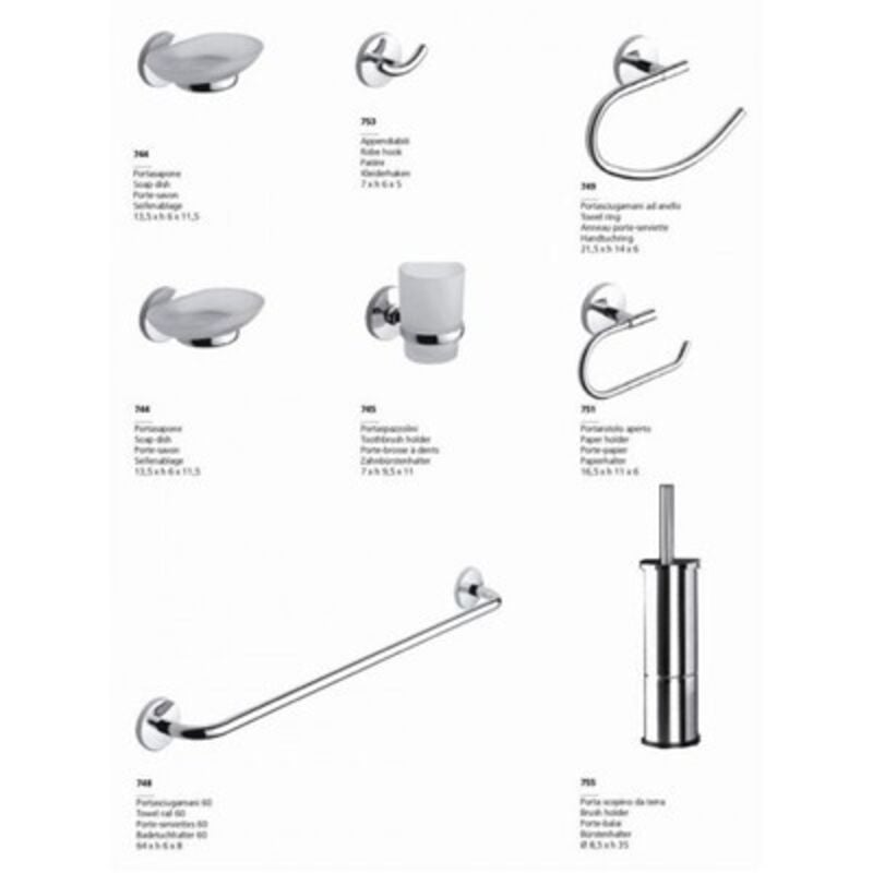 foto del prodotto metaform kit 8 accessori bagno in ottone cromato e vetro one art 757