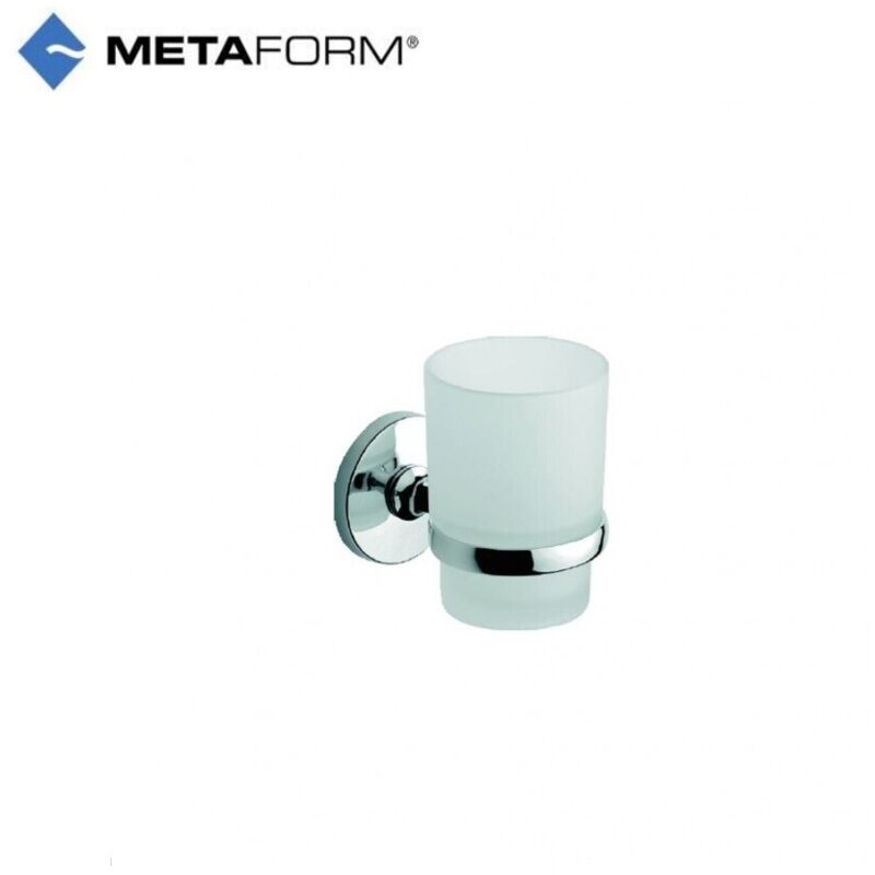 foto del prodotto metaform porta bicchiere one 745 in ottone cromato e vetro con tasselli bagno