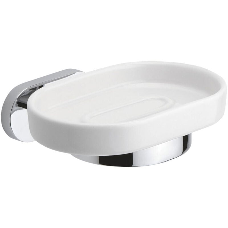 foto del prodotto metaform - porta sapone da parete a muro bagno in ceramica bianco saponetta louise