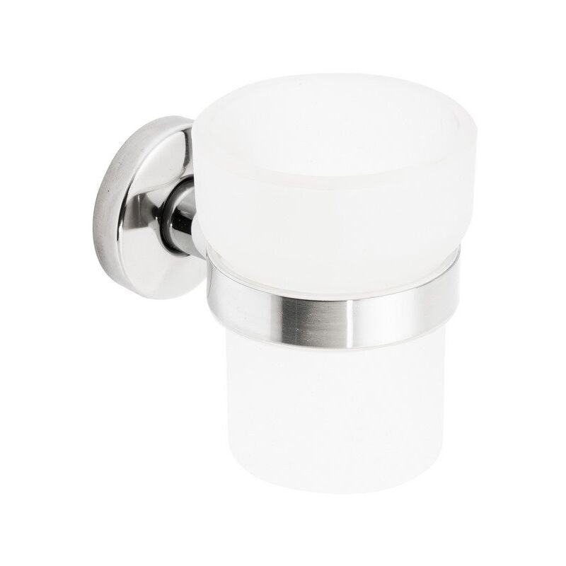 foto del prodotto metaform porta spazzolini da parete lucida in acciaio e vetro mod. t line