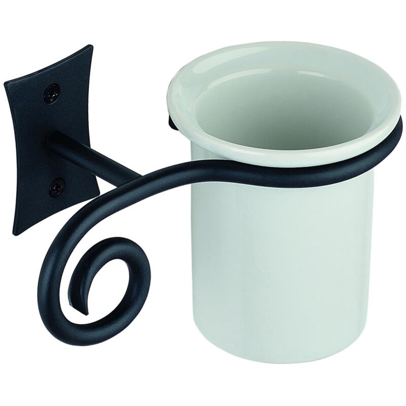 foto del prodotto metaform porta spazzolini in acciaio verniciato antracite e ceramica mod. rebecca