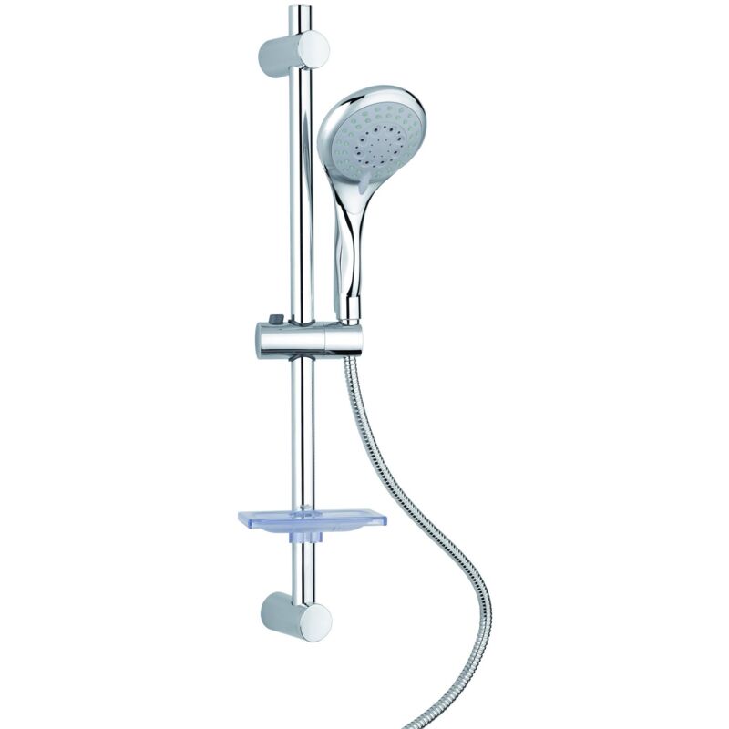 foto del prodotto metaform saliscendi doccia 5 getti con eco stop doppia aggraffatura in acciaio inox e abs mod. comey