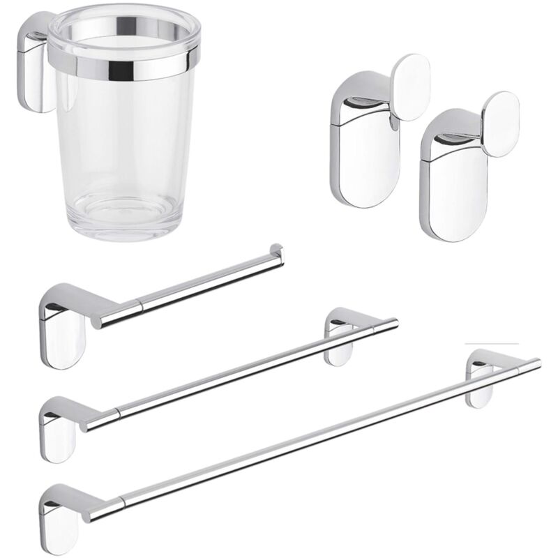 foto del prodotto metaform set accessori bagno portasciugamani in acciaio e abs 5 pz mod. zero cromo