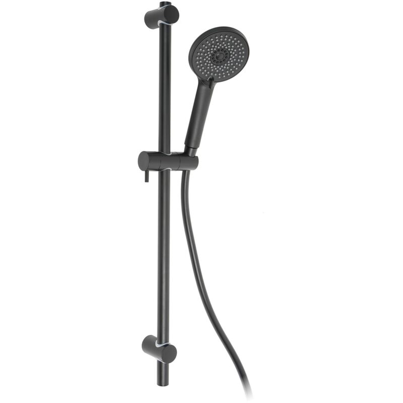 foto del prodotto metaform set asta doccia 3 getti doccino nero tondo anticalcare mod. ermes