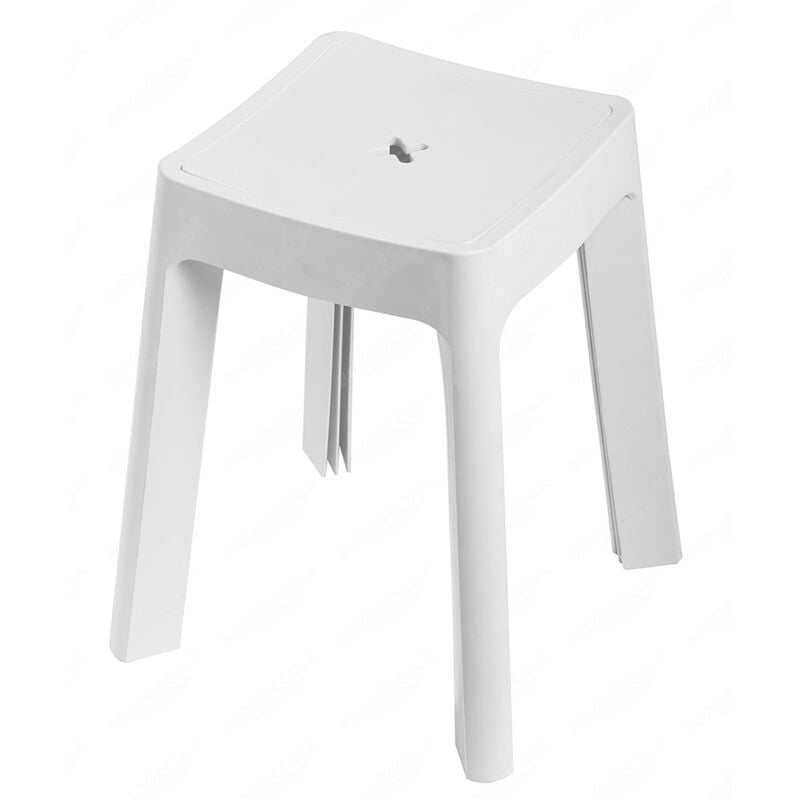 foto del prodotto metaform - sgabello da bagno per doccia contenitore in resina portaoggetti keope colore bianco