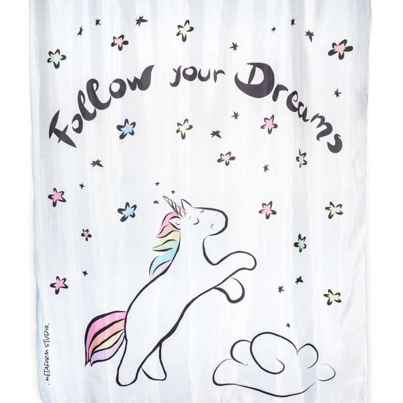 foto del prodotto metaform tenda doccia fantasia unicorno rosa 180 cm in poliestere unicorn