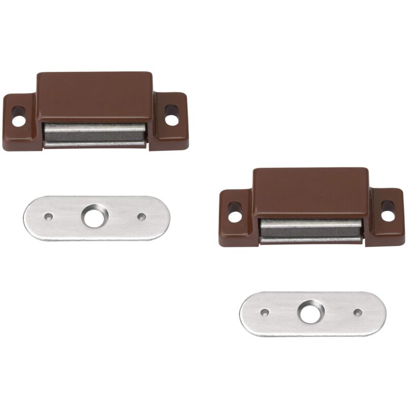 foto del prodotto metafranc 350056 chiavistello magnetico marrone, 2 pezzi 3 kg piastra fissa montaggio semplice adatto per porte di mobili e ante chiusura