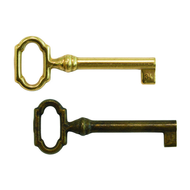 foto del prodotto metal style chiavi per mobili mod.33727 in ottone mm.27x61 lunghezza gambo mm.34 ottone lucido
