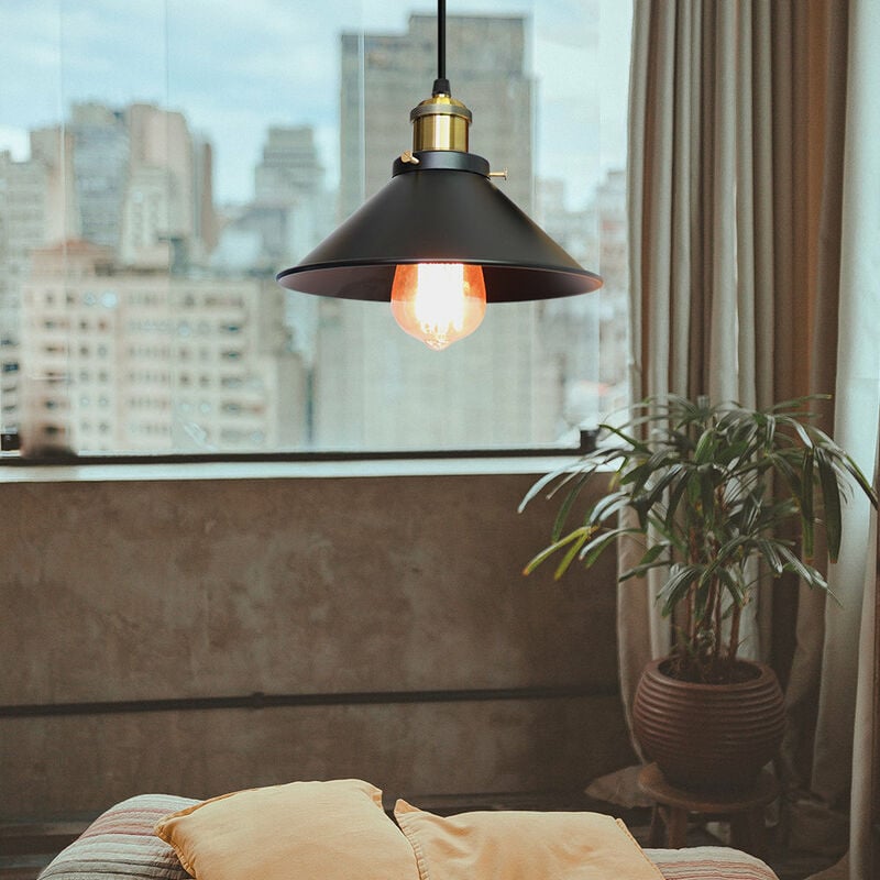 foto del prodotto metallo retr lampadario antico lampada da soffitto vintage illuminazione a soffitto e27 per camera da letto, soggiorno, cucina neroe