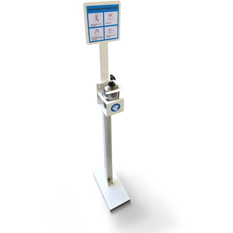 foto del prodotto metalplus piantana da terra con supporto per dispenser da 500 ml, bianco, 110 x 170 x 1250 mm
