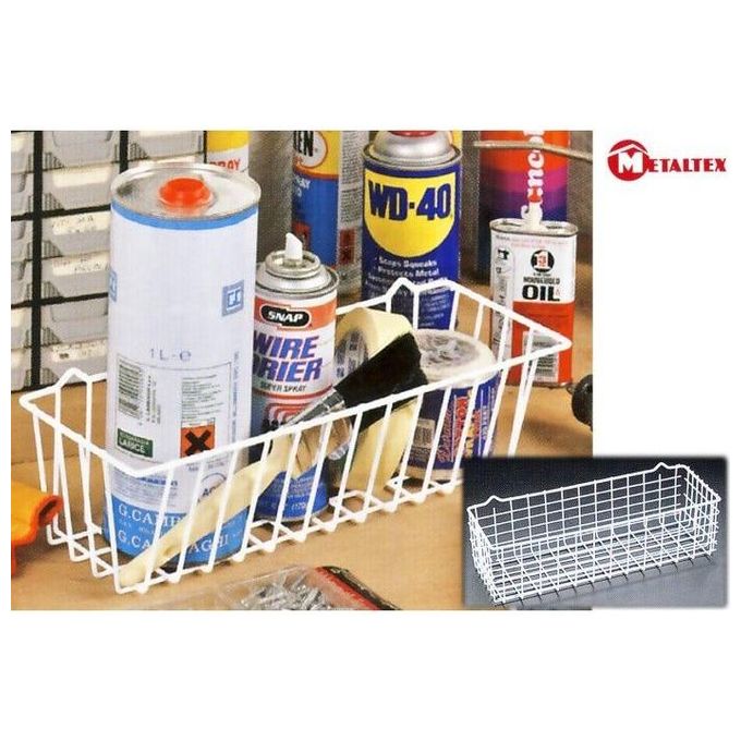 foto del prodotto metaltex cestello portaoggetti in metallo bianco 33x12x9cm per organizzare con stile e funzionalita 