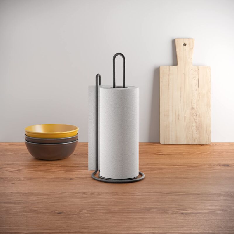 foto del prodotto metaltex porta rotolo da cucina verticale, nero, 15x32 cm