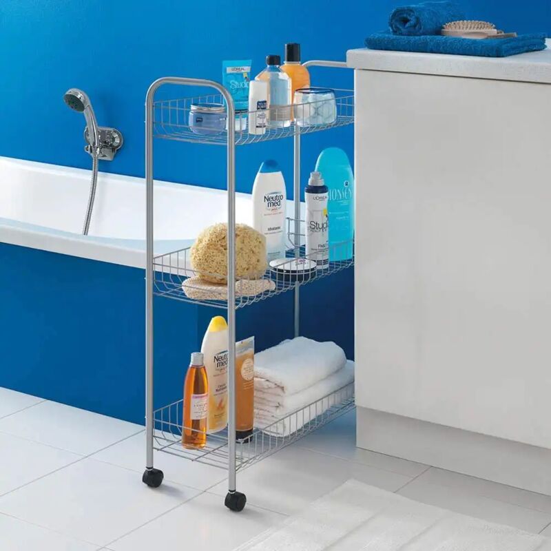 foto del prodotto metaltex scaffaletto a 3 piani slim de luxe salva spazio 56x23x84 cucina bagno