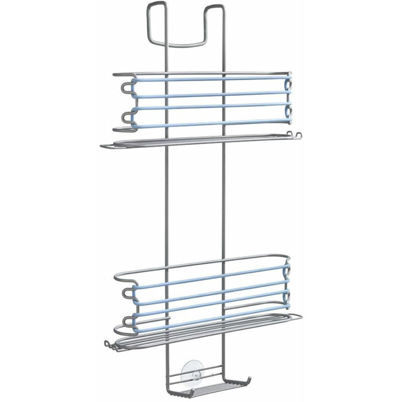 foto del prodotto metaltex supporto doccia con fasce elastiche gancio per parete mensola cestello frost