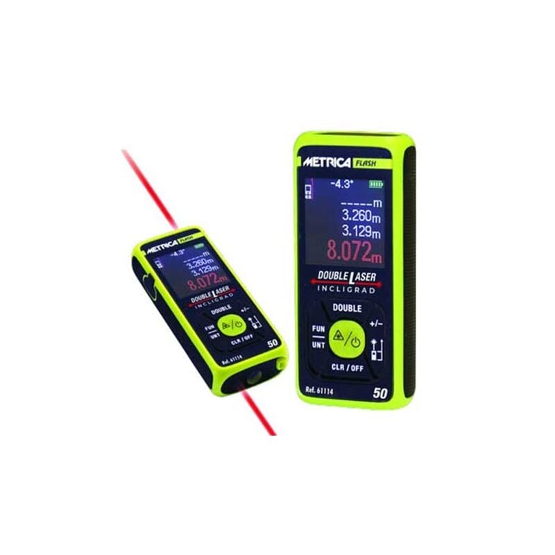 foto del prodotto metrica distanziometro double laser incligrad portata da 5 cm fino a 50 metri