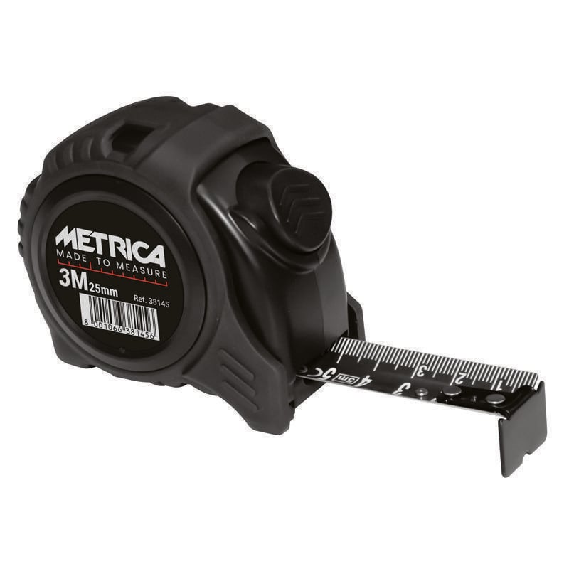 foto del prodotto metrica tutto nero metro a nastro autobloccante 19mm x 3m 38143d