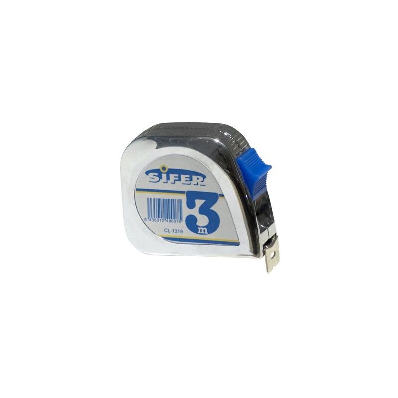 foto del prodotto metro a nastro cromato sifer 3m da 13 mm con freno e clip