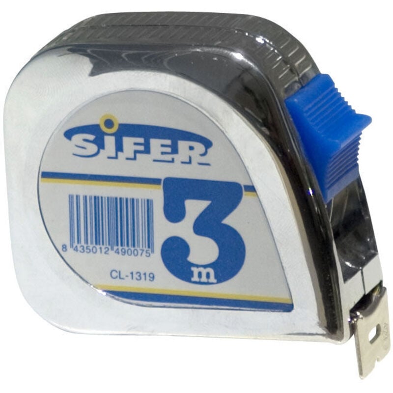 foto del prodotto metro a nastro cromato sifer da 8 m e 25 mm con freno e clip