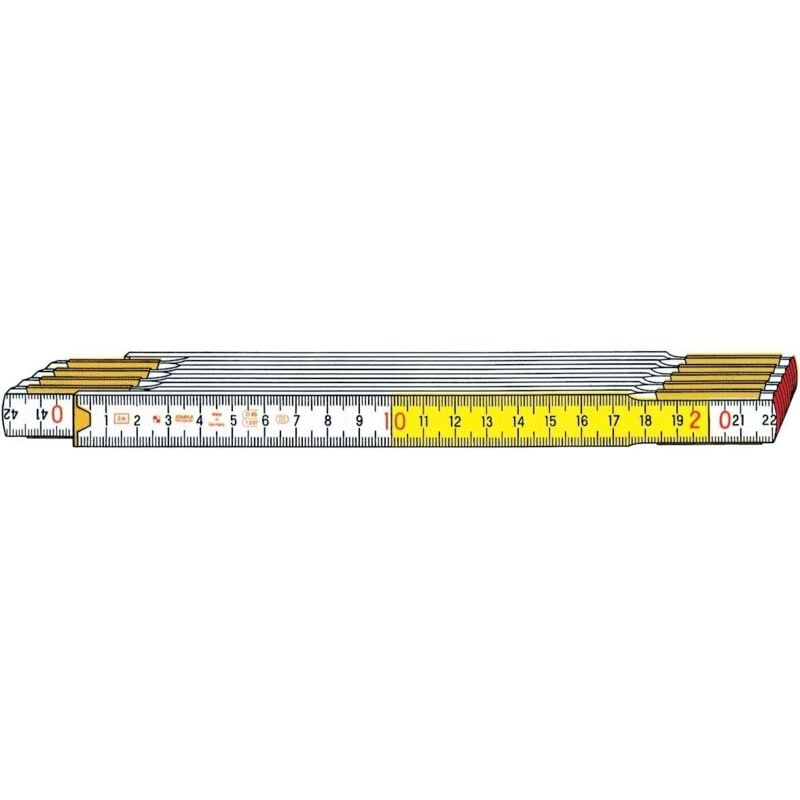 foto del prodotto metro doppio legno bicolore 10 aste mod 717 stabila metro bianco e giallo