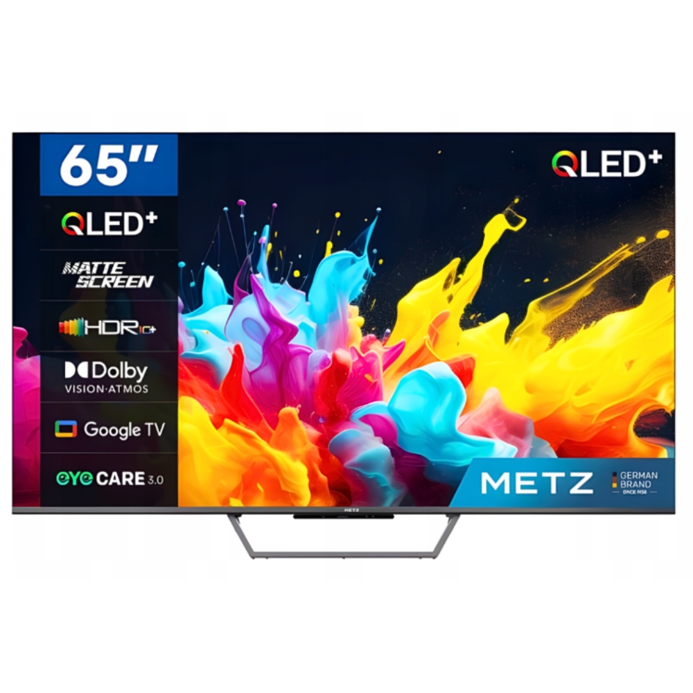 foto del prodotto metz 65mqe7600z tv 65 uhd google smart qled hdr10 e dolby vision 4k 60hz nero