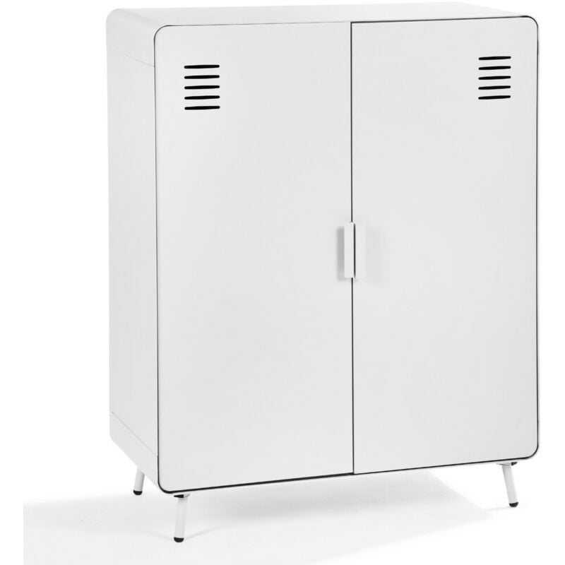 foto del prodotto meubles cosy armadietto armadietto in metallo bianco in stile industriale con ripiani e 2 ante