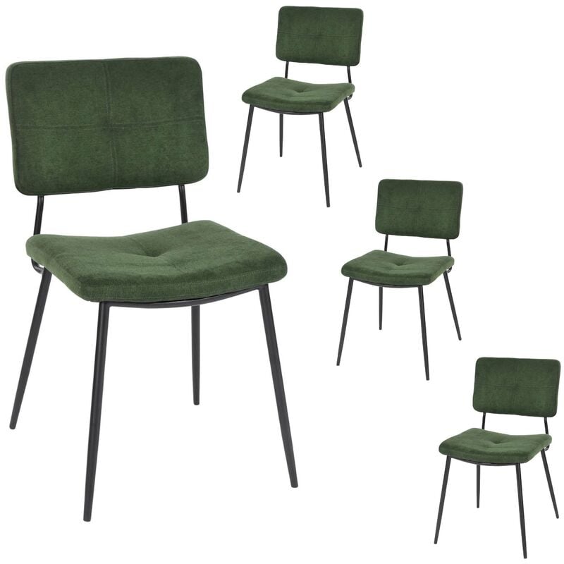foto del prodotto meubles cosy lot de 4 chaises de salle manger scandinave avec dossier assise rembourr e en tissu vert pieds en m tal pour cuisine salon