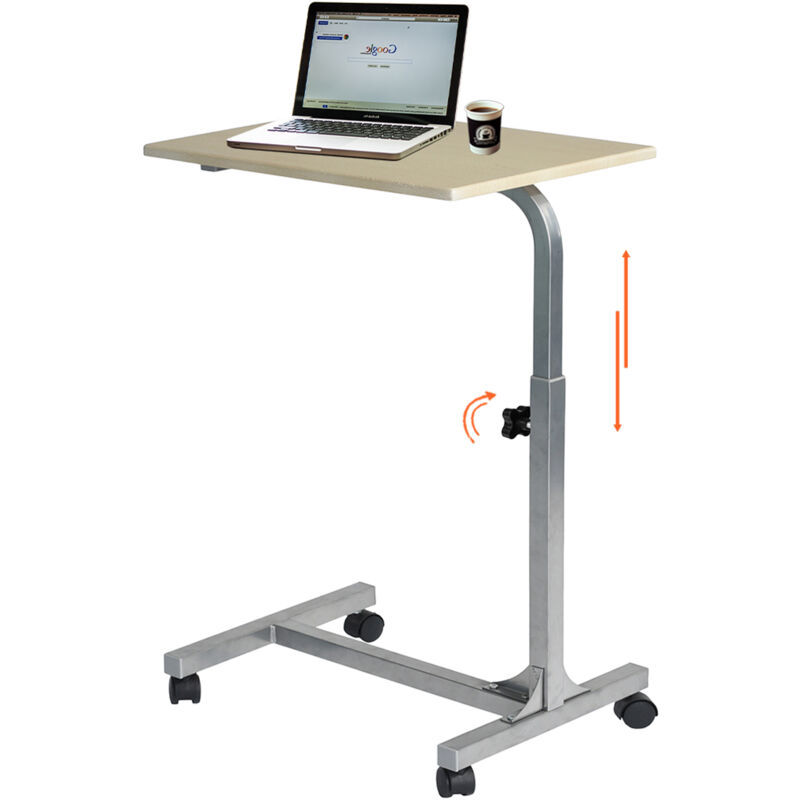 foto del prodotto meubles cosy meuble cosy tavolino da letto per laptop tavolino regolabile in altezza con 4 ruote bloccabili supporto per pc per soggiorno