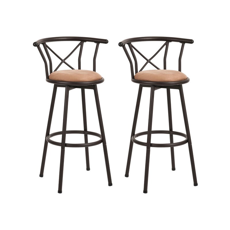 foto del prodotto meubles cosy set di 2 sgabelli da bar imbottiti con schienale in stile industriale vintage con poggiapiedi forma rotonda con schienale e cuscino