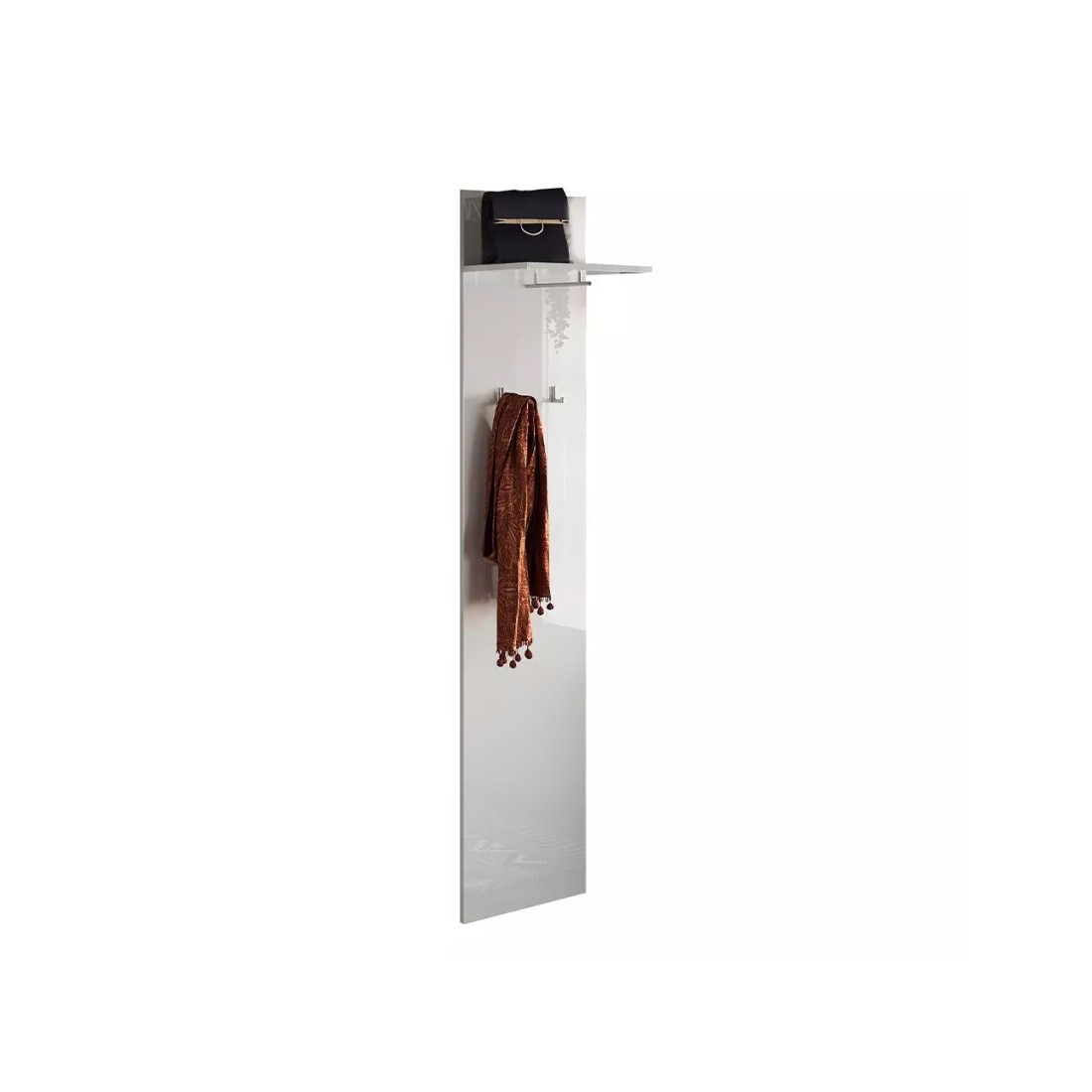 foto del prodotto meublorama appendiabiti sospeso con mensola, collezione key in bianco lucido lacato.