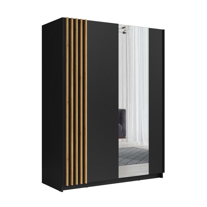 foto del prodotto meublorama armadio con 2 porte scorrevoli 150 cm nero e rovere collezione varia