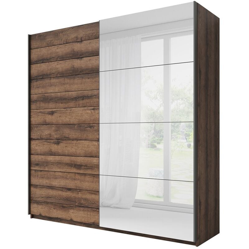 foto del prodotto meublorama armadio design 2 porte 180cm colore rovere scuro. collezione eos