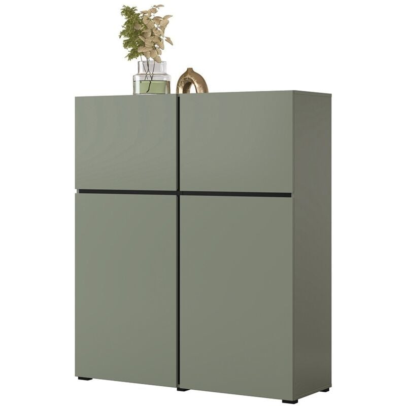 foto del prodotto meublorama - buffet alto color verde salvia l120xh140xp40 collezione havana. credenza alta di design con 4 porte.