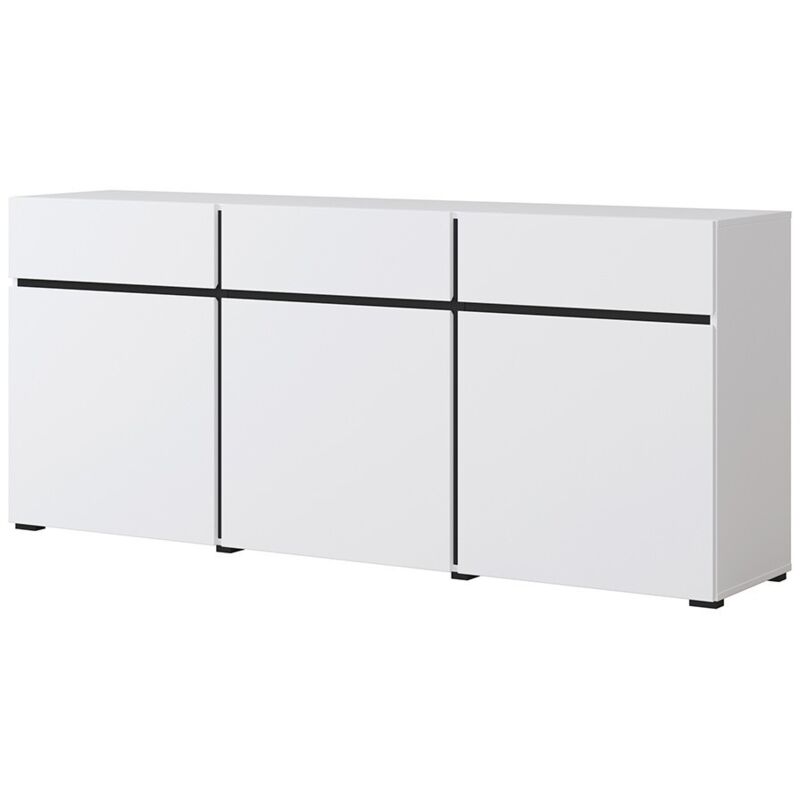 foto del prodotto meublorama - buffet colori bianco e nero 180cm collezione havana. credenza di design con 3 porte e 3 cassetti.