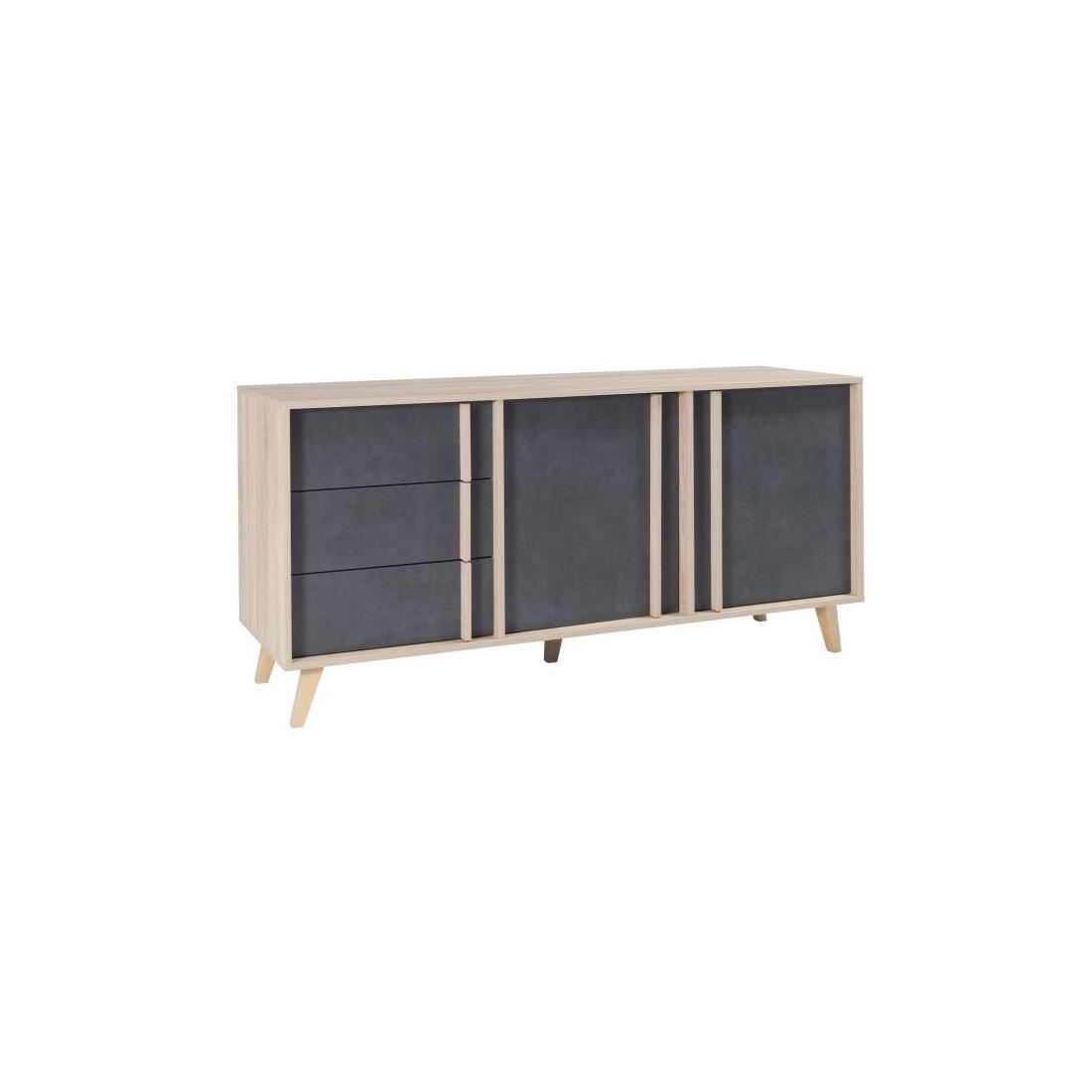 foto del prodotto meublorama buffet medio modello malmo grigio. mobile design stile scandinavo. effetto ultra trendy per il tuo soggiorno.