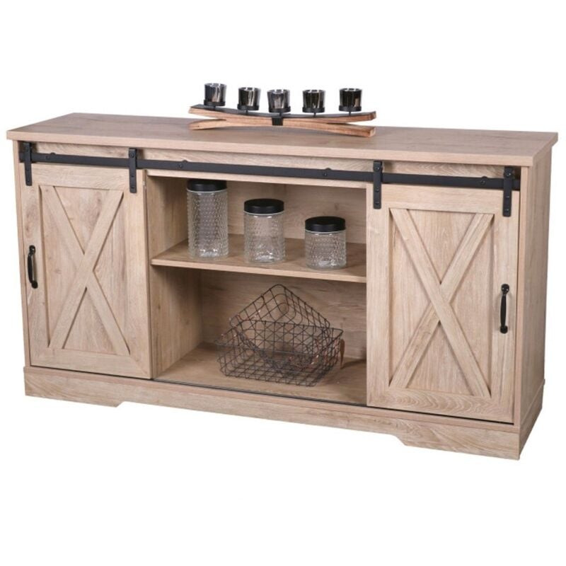 foto del prodotto meublorama buffet wayne rovere chiaro con 2 porte scorrevoli e 2 vani