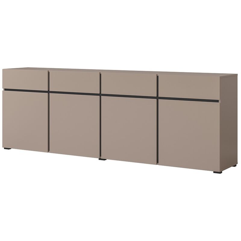 foto del prodotto meublorama - buffet xl colori beige e nero 225cm collezione havana. credenza design con 4 porte e 4 cassetti.
