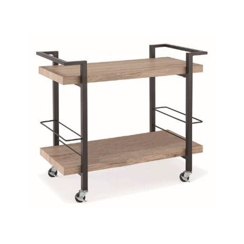 foto del prodotto meublorama carrello da servizio, mobile contenitore di design per cucina o sala da pranzo trolley. colori legno e nero.