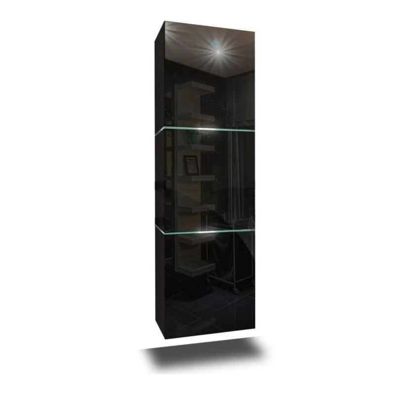 foto del prodotto meublorama colonna da bagno sospesa, collezione owl, colori nero opaco e nero lucido, ideale per un bagno di design.