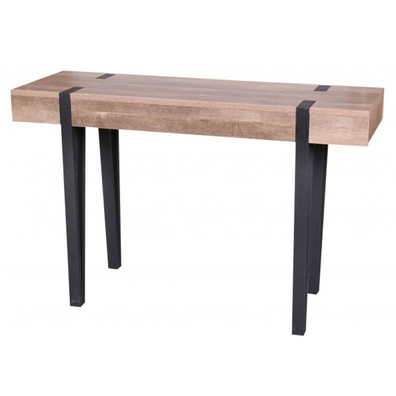 foto del prodotto meublorama consolle lovy legno con piedi in metallo nero