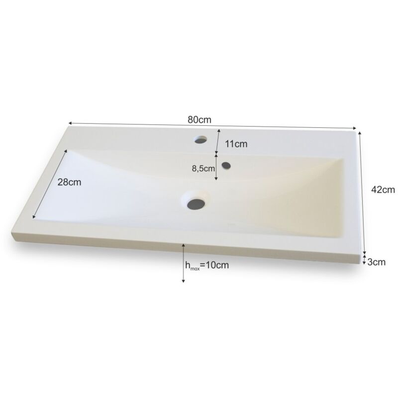 foto del prodotto meublorama lavabo 80cm collezione raven, colore bianco