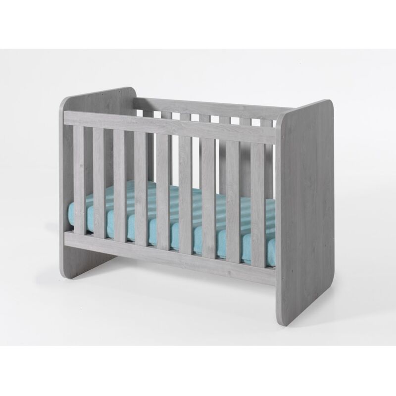 foto del prodotto meublorama lettino per bambini robusto 60x120 trasformabile in letto per bambini 90x200 colore grigio effetto legno