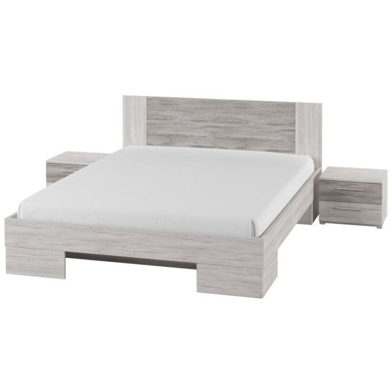 foto del prodotto meublorama letto adulto 160x200 collezione irina. comodini integrati. colori grigio chiaro e grigio scuro.