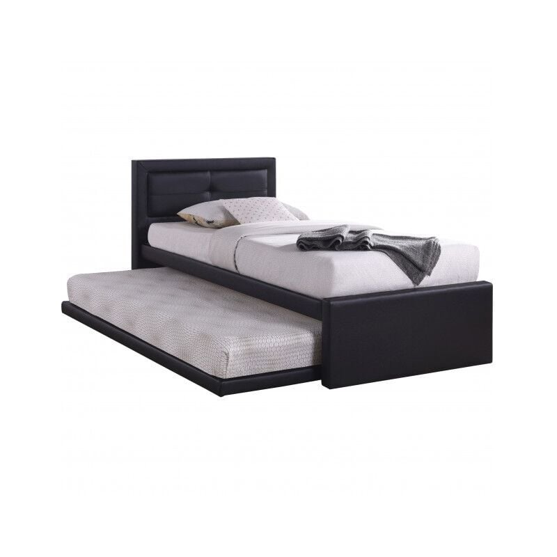 foto del prodotto meublorama letto con letto estraibile rodan 90x200 cm in similpelle colore nero, rete inclusa.