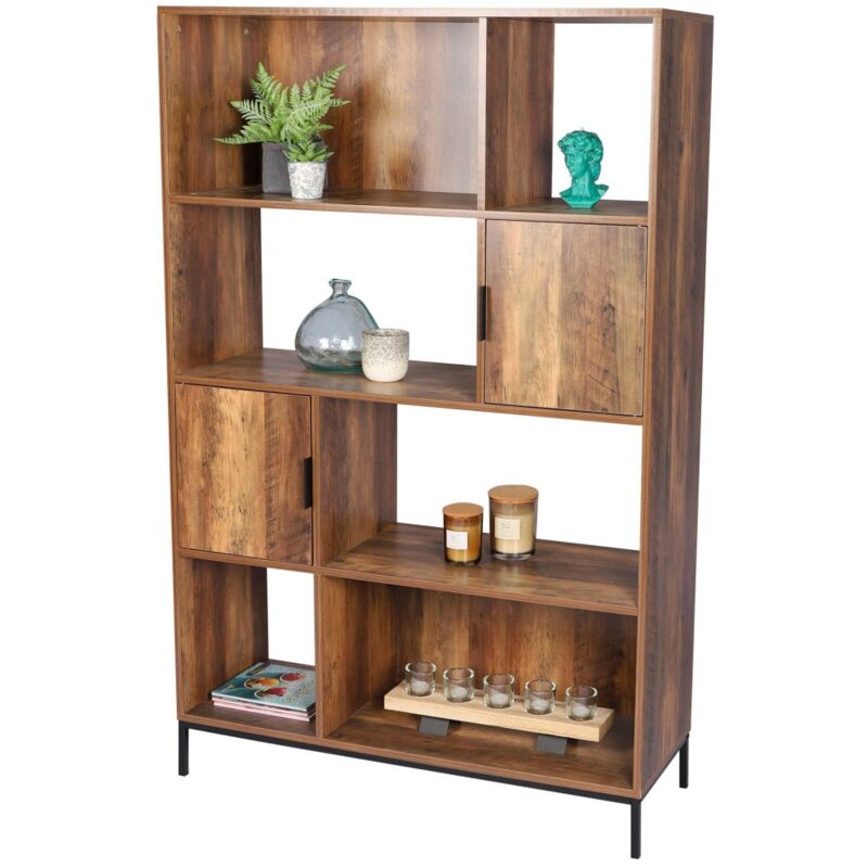 foto del prodotto meublorama libreria in legno con struttura in metallo collezione jayce dimensioni 100x35x156 cm